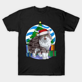 Norwegian Forest Cat Santa Christmas Gift T-Shirt